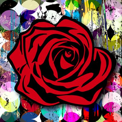 Red Rose on Circle Graffiti by Michael Kalish