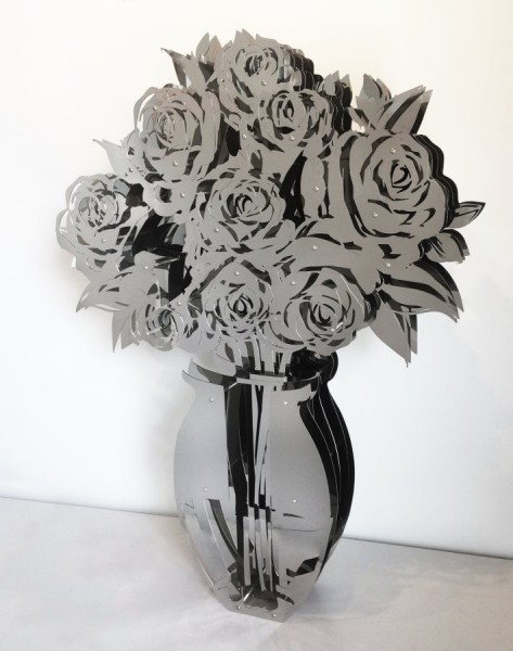 Vase of Roses - Mirrored Stainless 42