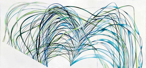 Blue Line Triptych by Ann Marie Rousseau