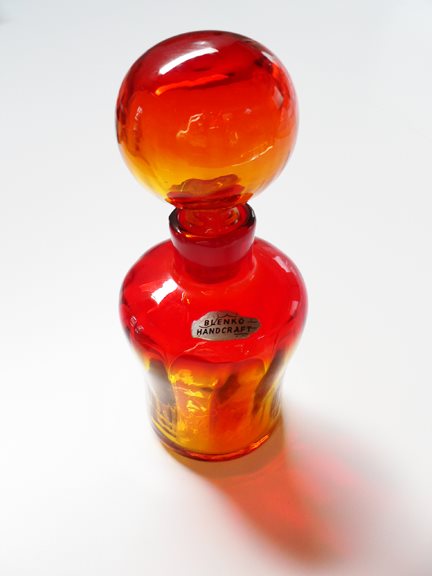 Tangerine Decanter with Knob Stopper by  