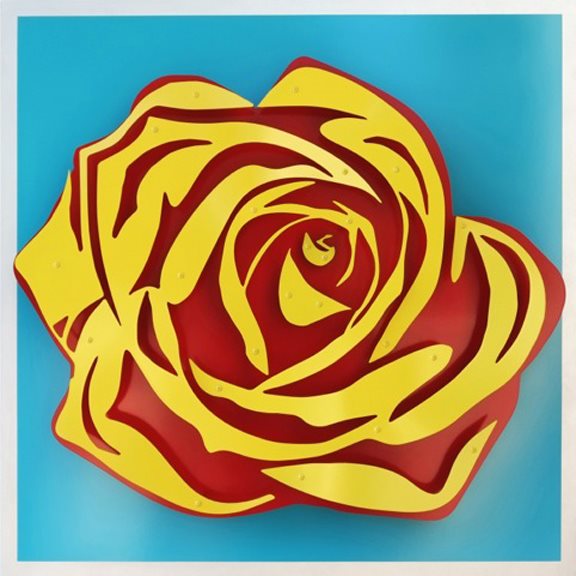 Rose - Yellow on Blue by Michael Kalish