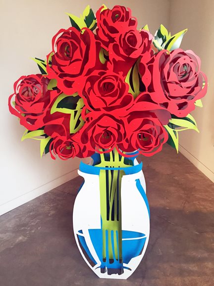 Large Vase of Roses - Painted