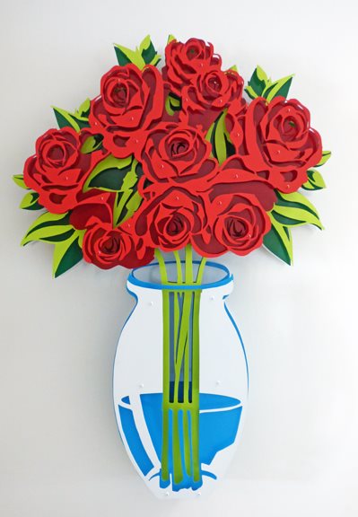 Small Vase of Roses - Painted