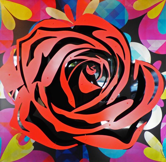 Red Rose on Kaleidoscope by Michael Kalish