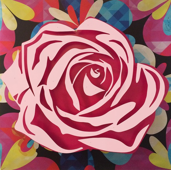 Pink Rose on Kaleidoscope by Michael Kalish